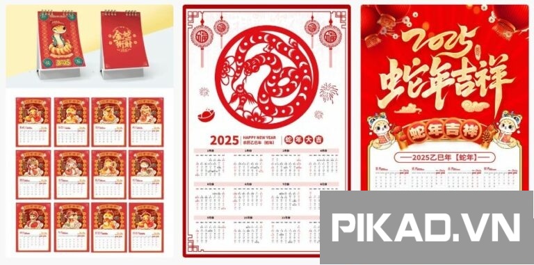 3+ Mẫu lịch Tết 2025
