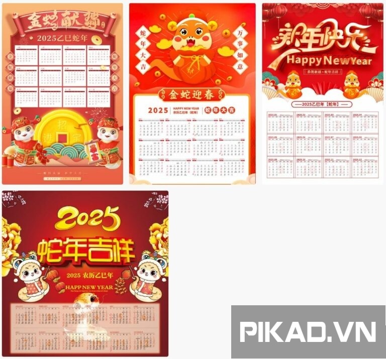 4+ Mẫu lịch tết 2025 đẹp