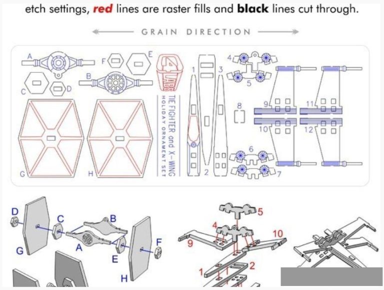 Tie Fighter and X-Wing Laser Cut