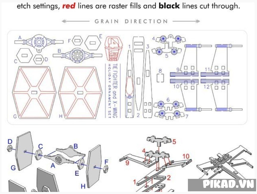 Tie Fighter and X-Wing Laser Cut